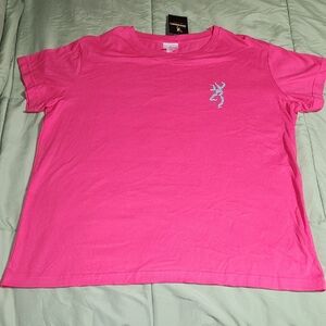 Browning Buckmark T-Shirt Fuchsia Pink with Zebra Print Logo